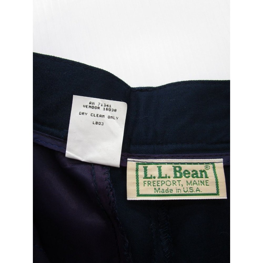 VINTAGE LL Bean Pants 12 High Rise Pleated 80s 90s Rayon Navy USA NEW - Picture 8 of 10
